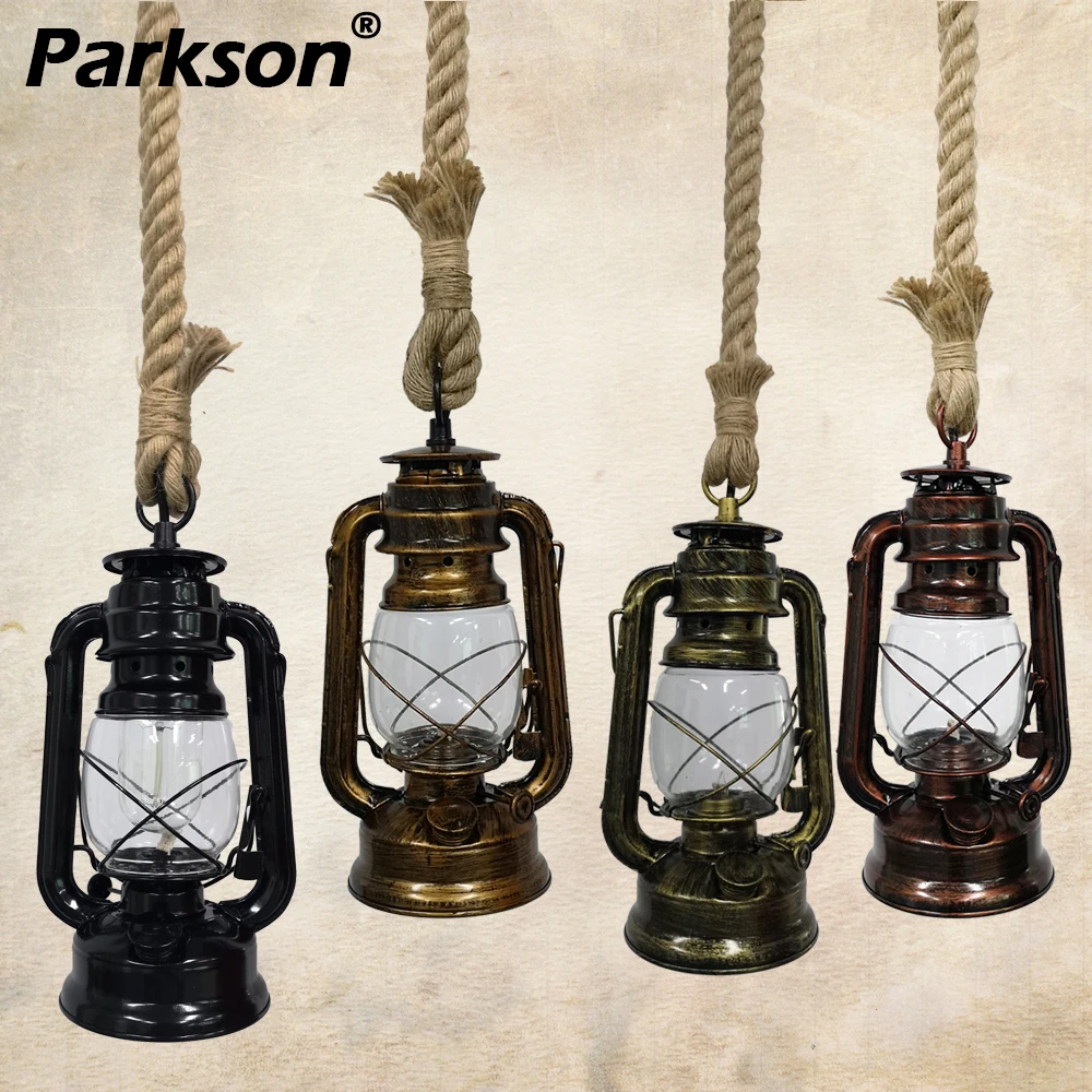 Купи Vintage Kerosene Pendant Lights E27 Retro Hemp Rope Hanging Lamp Industrial Loft For Decoracion Bar Dinning Room Pendant Lamp за 2,028 рублей в магазине AliExpress