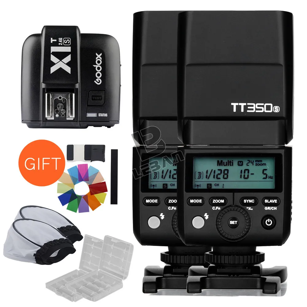 2x Godox Mini Speedlite TT350S камера Вспышка ttl HSS GN36+ X1T-S передатчик для sony беззеркальных DSLR камер A7 A6000 A6500 - Цвет: 2xTT350S 1xX1T
