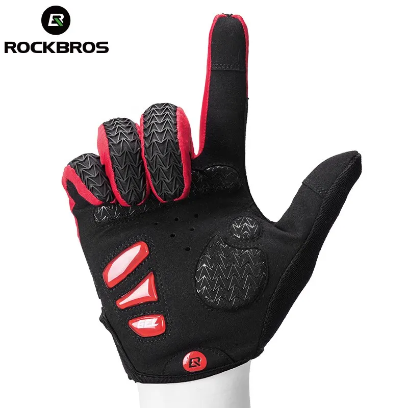 ROCKBROS зимние мотоциклетные перчатки с сенсорным экраном гелевые велосипедные перчатки спортивные противоударные MTB дорожные перчатки для верховой езды на весь палец для мужчин и женщин