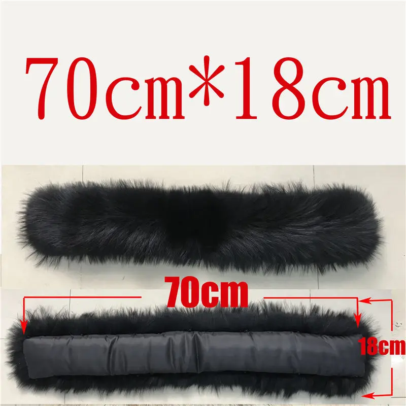 Black 70cmX18cm Натуральный меховой воротник для парки пальто роскошный Теплый натуральный енот шарф женские Большие меховые шарфы мужские куртки 60 см 65 см 70 см 75 см - Цвет: Black 70cmX18cm