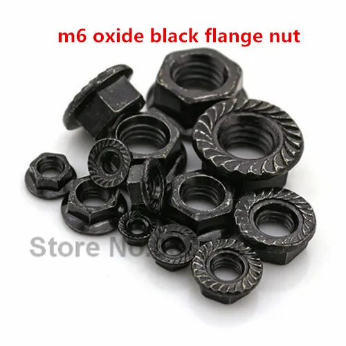 

100pcs m6 steel with oxide black hex flange nut DIN6923 hex nut with flange