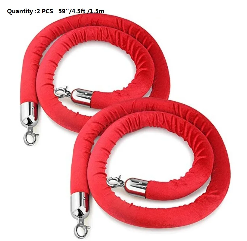 Silver with red rope 4.5Ft красная Вельветовая веревка 1," толстый Ленточные Ограждения барьер с полированной металлические зажимы для мяч сверху стойки по вечерние поставки - Цвет: Silver with red rope