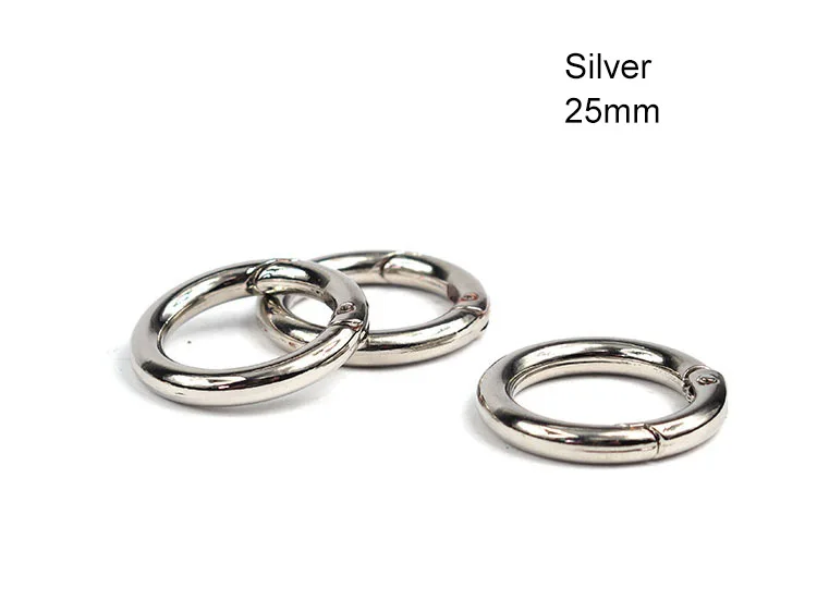3Pcs 25mm Silver 3 шт. 25 мм открывающееся кольцо с металлической пряжкой для рукоделия с отрывными листьями для переплетения книг, шарнирные кольца для брелка, скалолазание, альбом, круглый зажим - Цвет: 3Pcs 25mm Silver