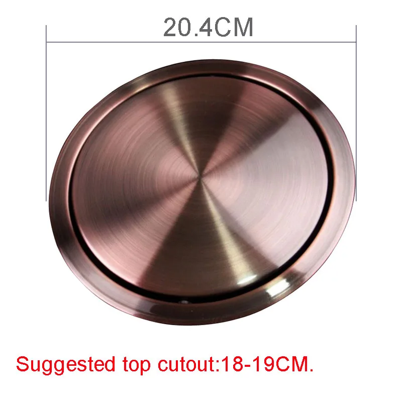 Red Bronze 20CM Утопленный лоскут из нержавеющей стали, встроенный баланс, откидная крышка, мусорное ведро, мусорное ведро, кухонная столешница - Цвет: Red Bronze 20CM