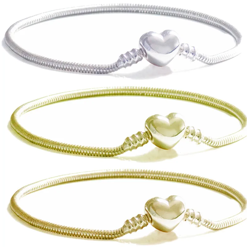 Оригинальный браслет в виде сердца цвета шампанского золотого маленький с