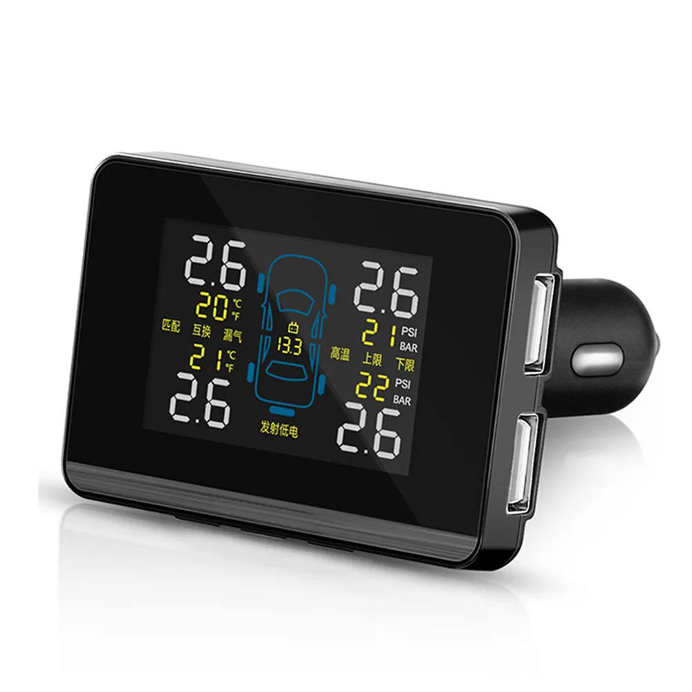 CAREUD D6 Автомобильный беспроводной TPMS система контроля давления в шинах с 4 датчиками ЖК-дисплей монитор Прикуриватель разъем