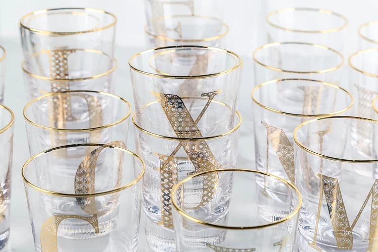 

Crystal Glass Cup With Pure Gold Inlay Tea Cups Letter Cup Cocktail Glass Cup Beer Glass
