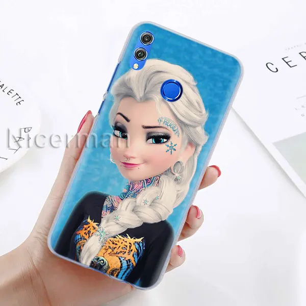 A-01 Чехол для телефона для Honor Y9 Y7 Y5 Y6 Y9 Honor 10 20 Lite 8X 8A играть прозрачную крышку панк Эльза тату принцесса Капа Coque - Цвет: A-01