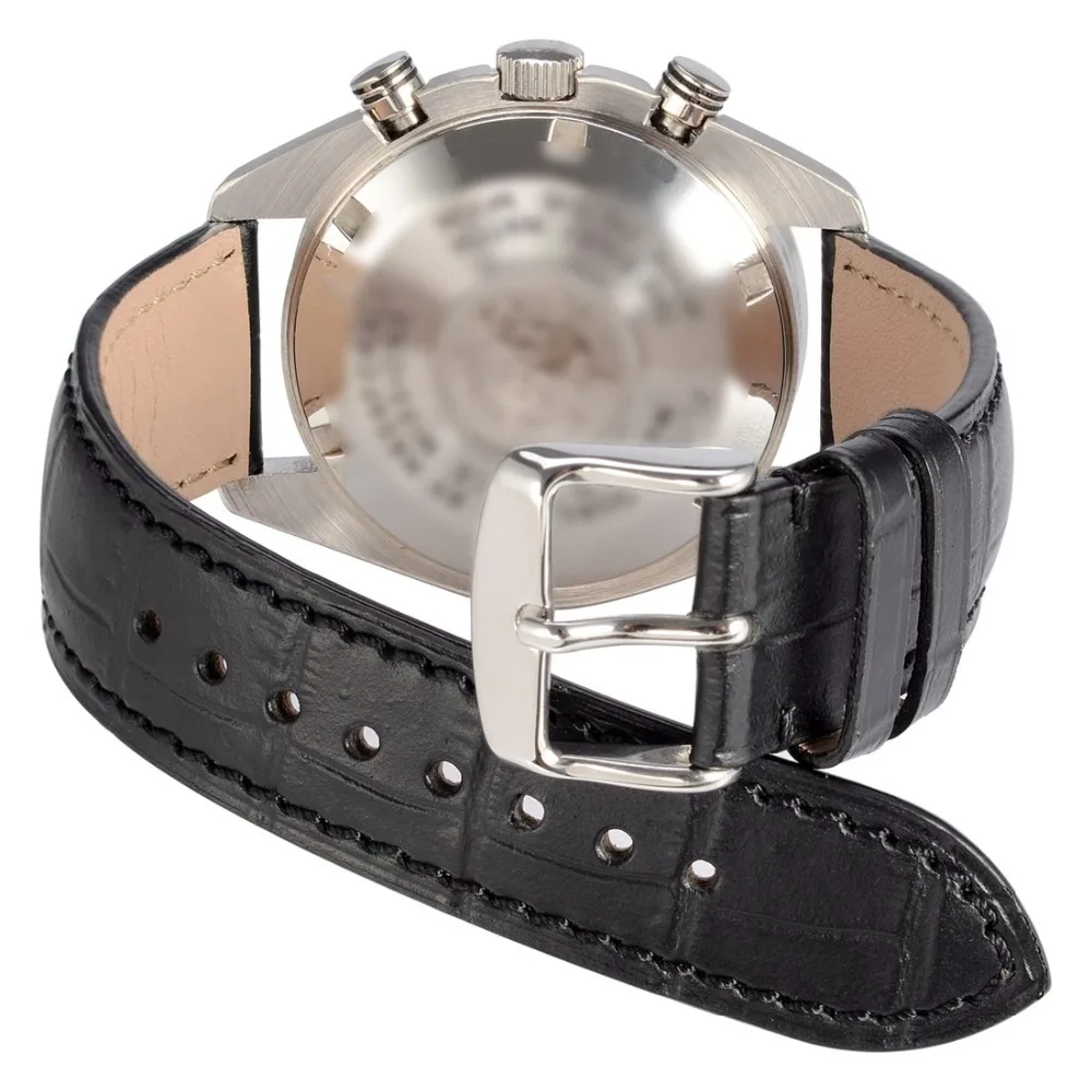 WOCCI Genuine Leather Watch Strap 18mm 20mm 22mm Alligator Embossed Leather Watchband  Quick Release bars Black Band Strap Belt