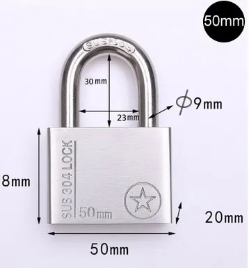 short hook 50MM Заводские розетки из нержавеющей стали 304 наружный навесной замок, водонепроницаемый, антикоррозийный, Противоугонный, устойчивый к коррозии, океан, корабль, открытый - Цвет: short hook 50MM