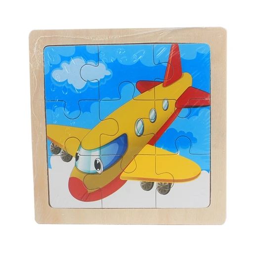 plane Детская игрушка деревянная головоломка маленький размер 11*11 см деревянная 3D головоломка для детей Детские Мультяшные животные/дорожные Пазлы обучающая игрушка - Цвет: plane