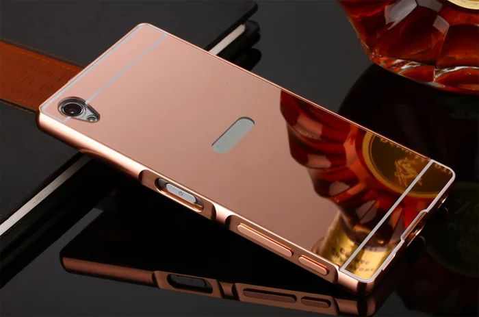 Rose Gold Модные Роскошные зеркальные чехлы из розового золота для sony Xperia X, алюминиевая металлическая рамка, задняя крышка для sony Xperia X F5121 Dual F5122 - Цвет: Rose Gold