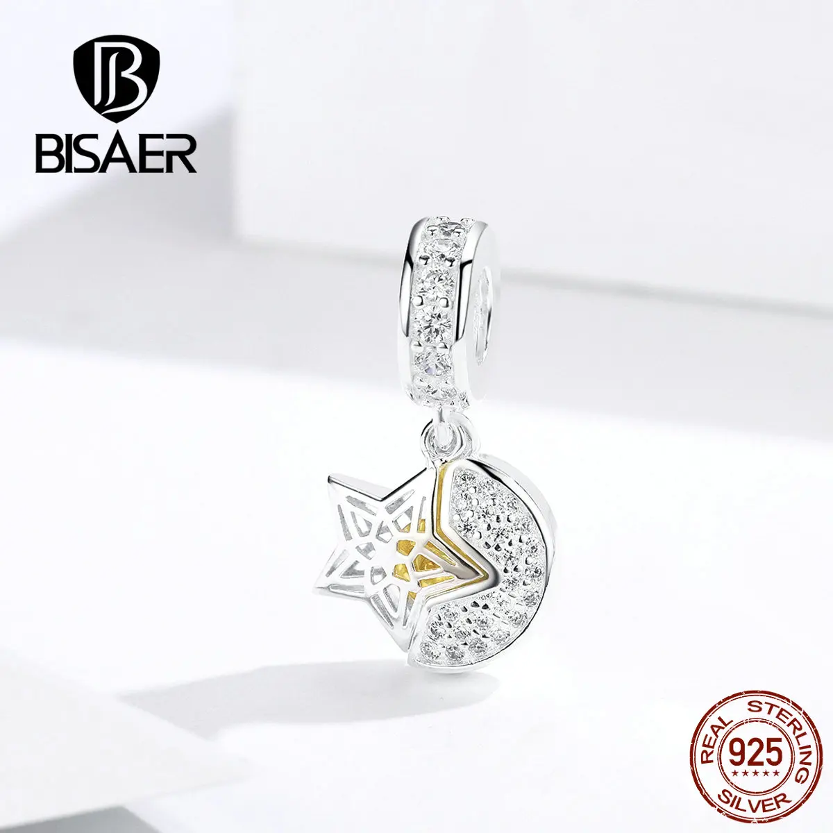 BISAER, новинка, летние подвески, 925 пробы, серебро, милый фламинго, слон, Lucy, клевер, звезда, подвески, бусины Ins, стиль, сделай сам, подвески