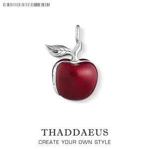 Кулон большой медальон с красным яблоком, ювелирные изделия 2019, европейская бижутерия, аксессуары из стерлингового серебра 925 пробы, подарок для женщины