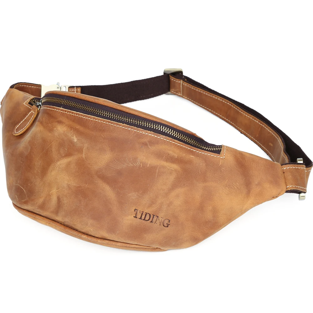 Tiding прочная Кожаная поясная сумка военная из воловьей кожи коричневая 3021 | Багаж