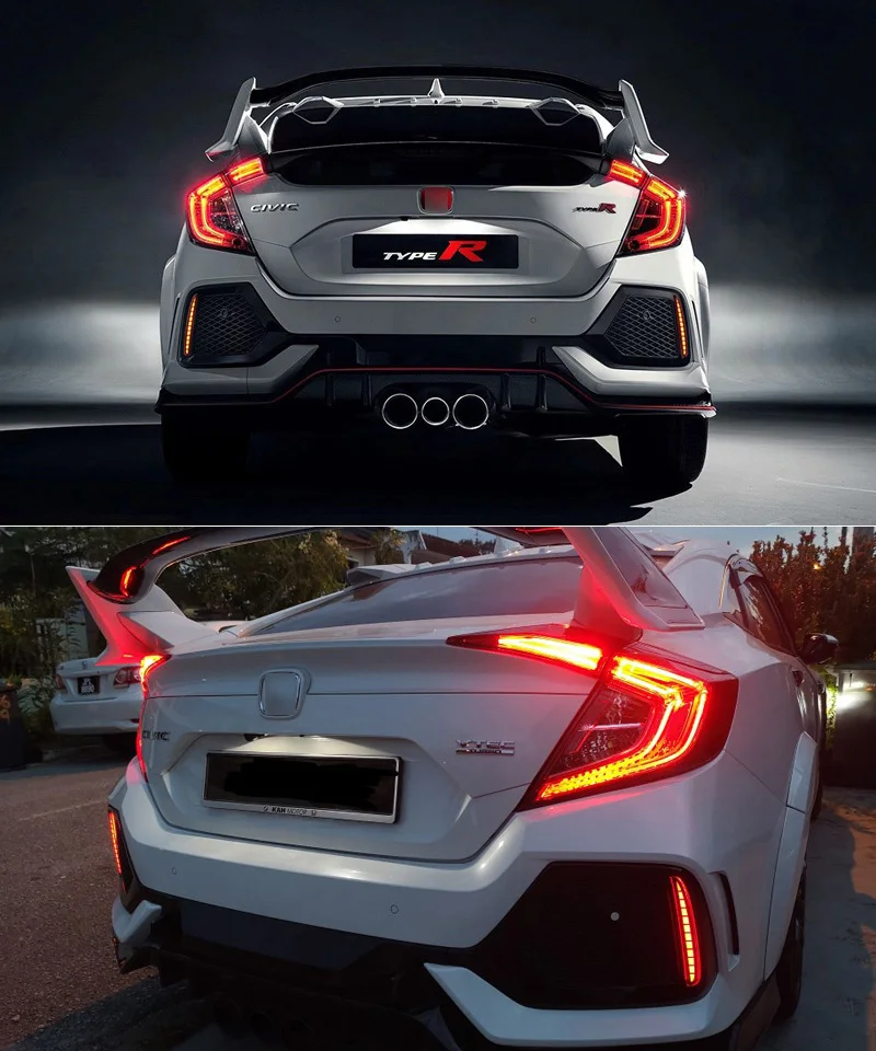 2 шт. для Honda Civic хэтчбек Многофункциональный светодиодный задний противотуманный фонарь автомобильный тормозной светильник динамический сигнал поворота отражатель