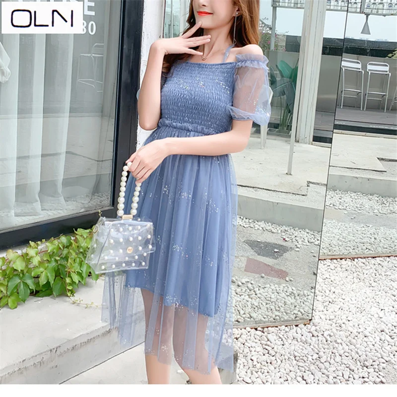 В Корейском стиле Vestidos OLN Новое поступление Летнее Шелковый пользуются большим