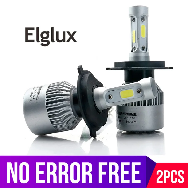 Автомобильные светодиодные лампы Elglux 2 шт. H4 H7 H11 H8 9006 HB4 H1 H3 HB3 72 Вт 8000 лм