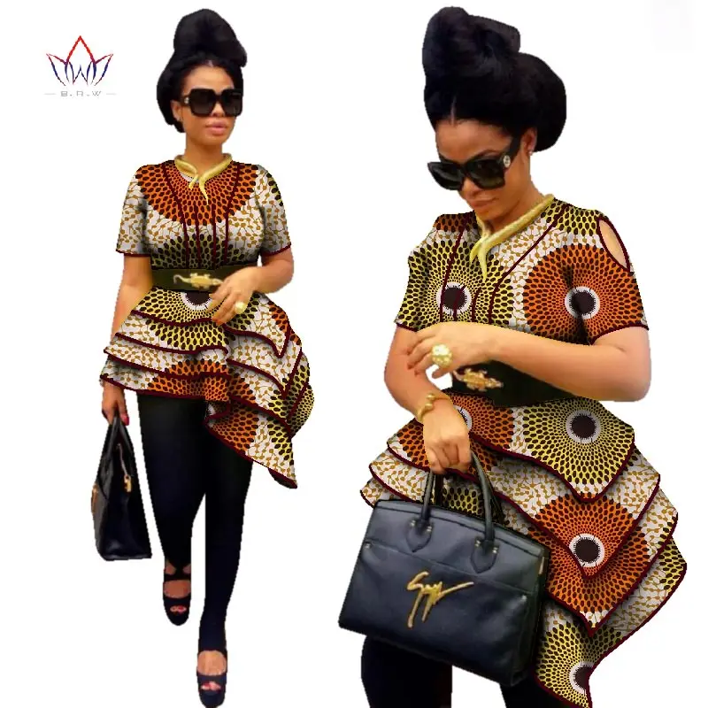 BRW Africa Style Women Modern Fashions Womens Tops Dashiki African Print Tops Shirt Plus Size M-6XL Women Clothing WY2576