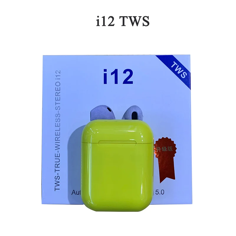 I12 TWS Bluetooth 5,0 наушники 1:1 двойные звонки умные сенсорные портативные наушники, чем I10 I20 TWS I30 I60 I88 для дропшиппинг - Цвет: i12-Yellow