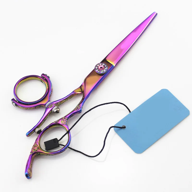 Парикмахерские ножницы с левой ручкой профессиональные вращающейся 6 дюймов для