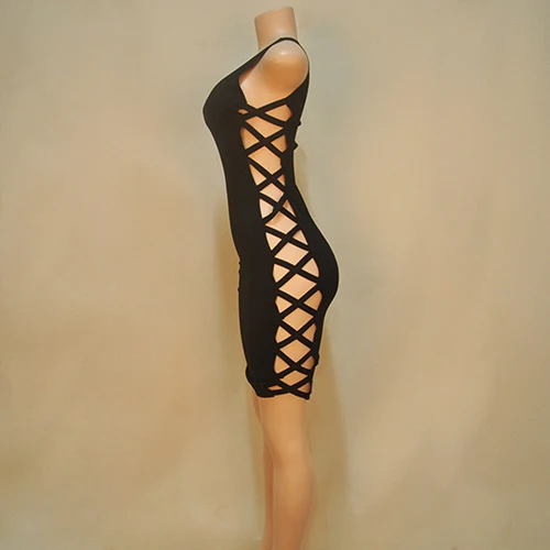 Для женщин пикантные Bodycon сторона крестообразная шнуровка Открытое платье Night Party