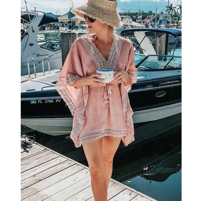 Женское пляжное платье-бикини с кисточками летнее платье рукавами летучая мышь