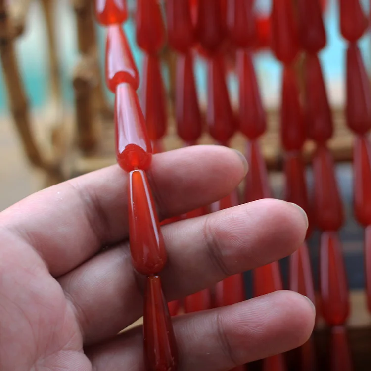 

10x30mm Water Drop Natural Red Aagtes Stone Loose Spacer Beads Fit Women Necklace Bracelets DIY Jewelry Making Material Supplier