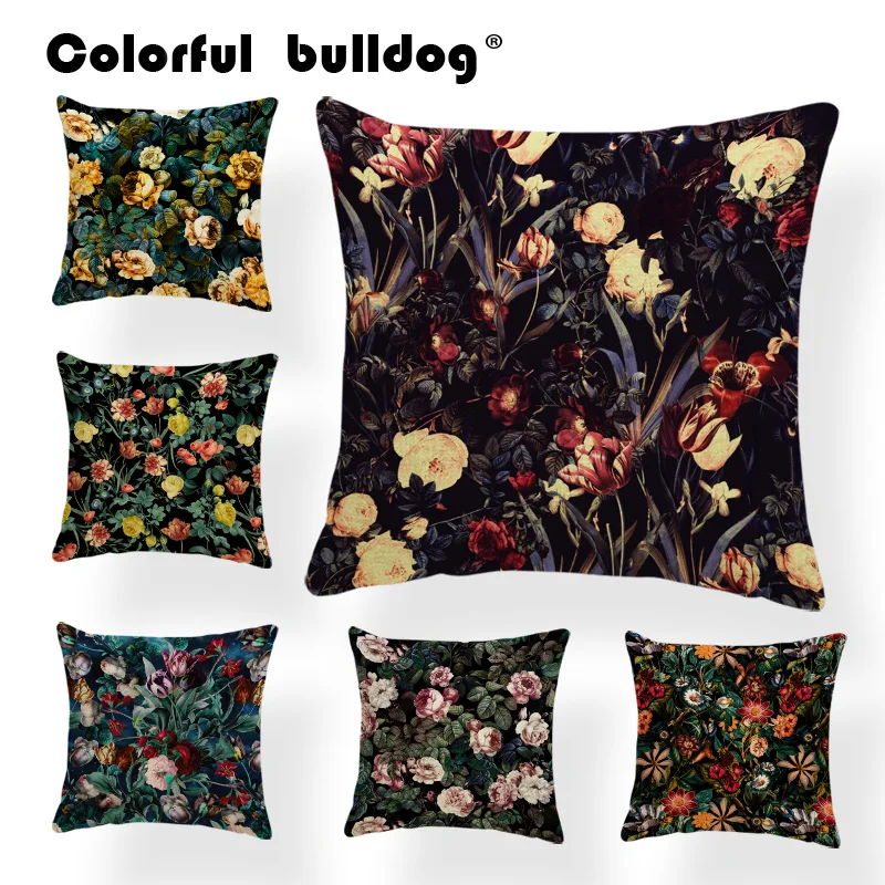 

Flower Camellia Cushion Case Plant Begonia Pillow Cover Floral Peony Modern Office Sofa Decorate Throw Pillow 43*43 cm Polyester
