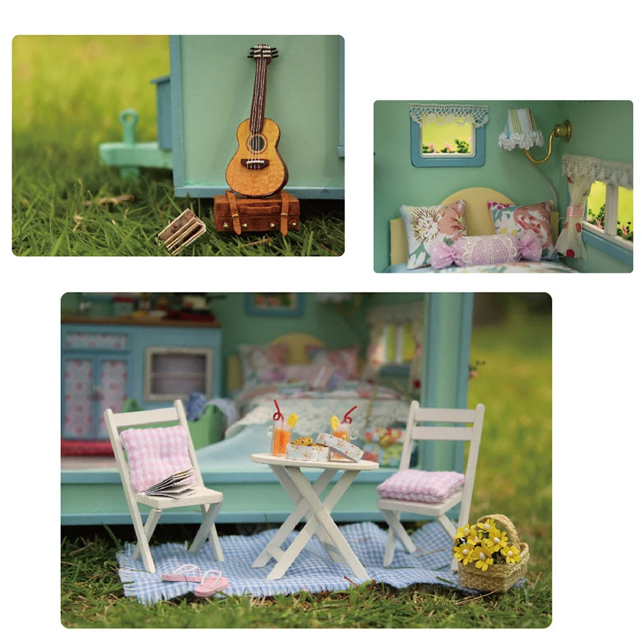 DIY деревянный кукольный домик Миниатюрный комплект для кукольного дома мотор