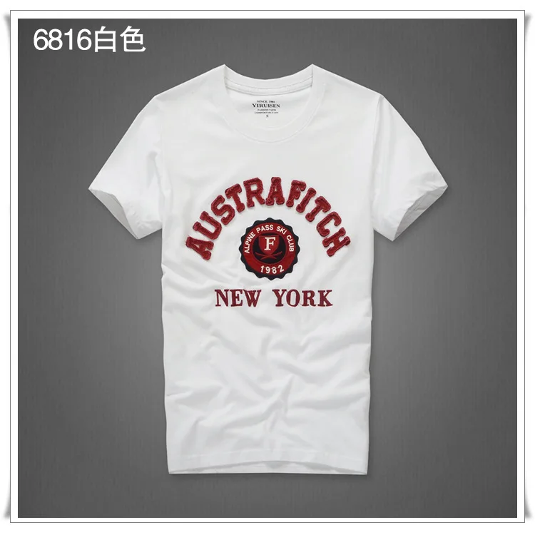 Camiseta/хлопковая Футболка с круглым вырезом и надписью; брендовая мужская одежда - Цвет: White 6816