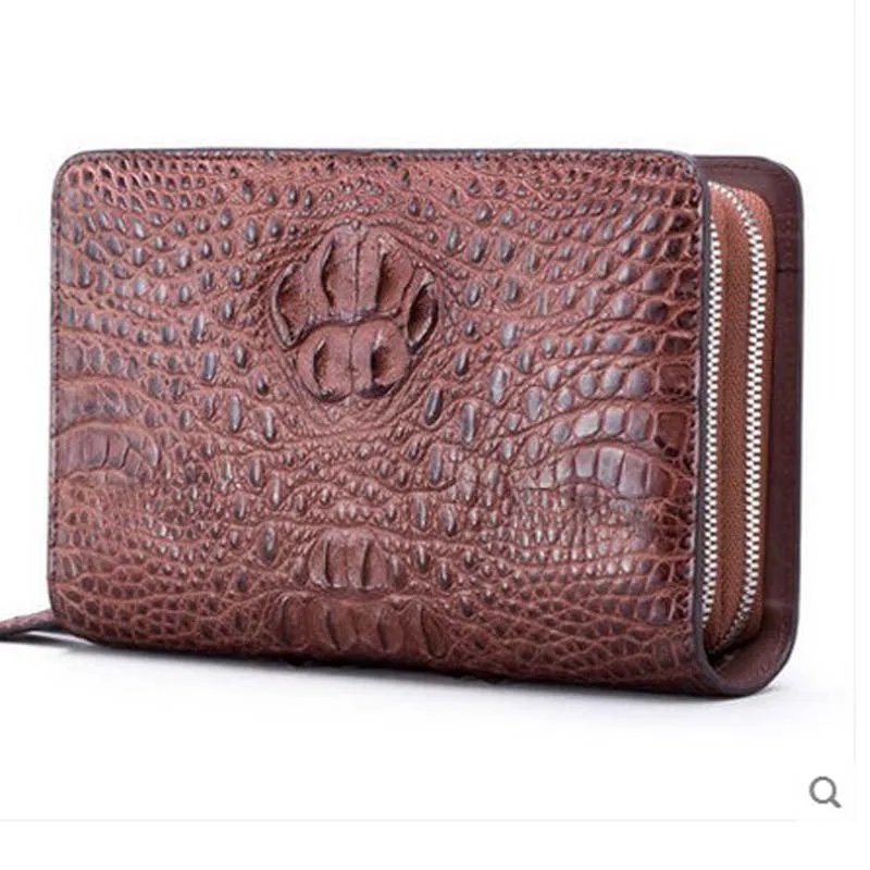 

mengzhongmeng Imported alligator leather handbag double zipper genuine leather business large capacity men's hand bag of high-en