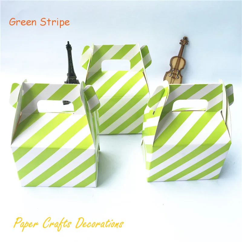 Green Stripe 12 шт./лот(упаковка из 12) розовый шеврон бумажные мешки рога коробки конфет угощение детей день рождения Свадебная вечеринка Сувениры - Цвет: Green Stripe