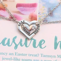 fashion heart rhinestone letter pendant best friends forever necklace for friends commemorative friendship gift jewelry bff