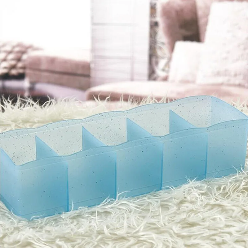 light blue 1 шт., многофункциональный пластиковый органайзер для хранения нижнего белья, коробка для галстука, бюстгальтера, носков, ящик для косметики, для кухни, небольшие предметы, органайзер для хранения - Цвет: light blue