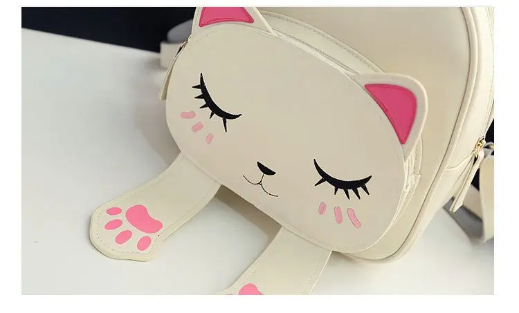 Забавные кошачьи ушки, холщовые сумки на плечо для женщин, Mochila, милый рюкзак с котом, школьный женский рюкзак из искусственной кожи, рюкзаки для девочек-подростков, F-63