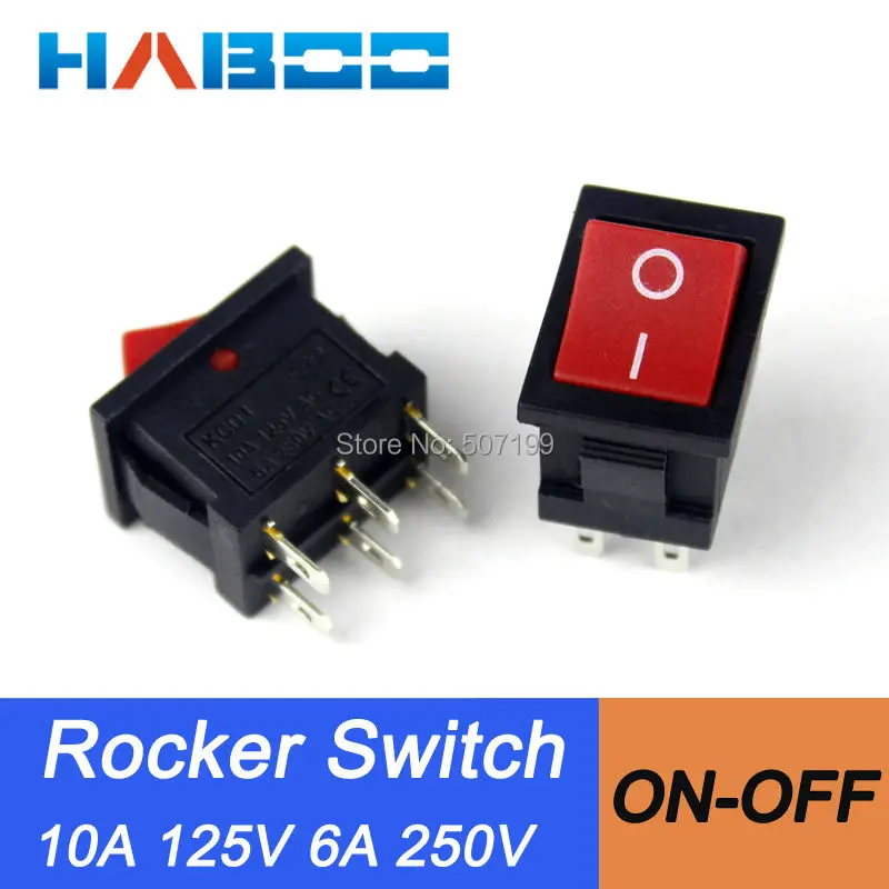 100 шт./лот 6 контактов 2 положения вкл. KCD1 Электрический кулисный переключатель