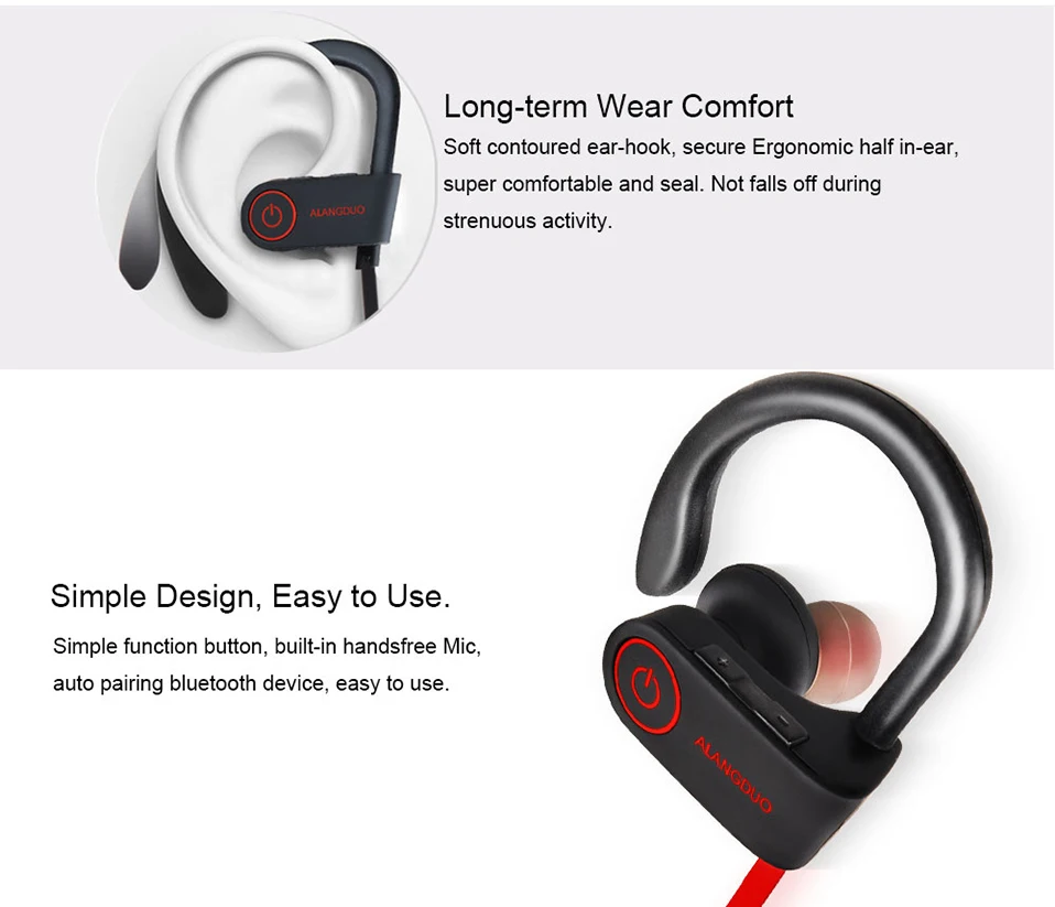 ALANGDUO G6 спортивные Bluetooth наушники беспроводные Auricolari Bluetooth с микрофоном гарнитура наушники Fone De Ouvido