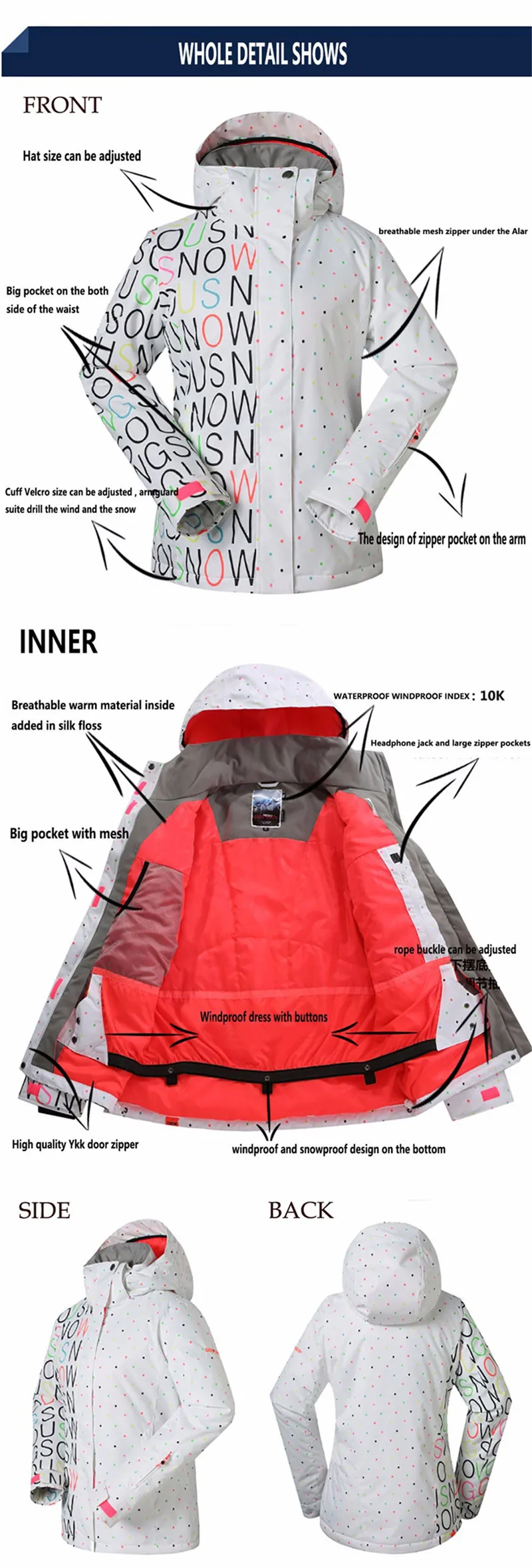 Gsou Snow Brand Водонепроницаемый лыжный костюм Для женщин лыжная куртка Брюки для девочек зимняя куртка сноуборд Брюки для девочек Горлолыжный Спортивный костюм Для женщин зимняя одежда