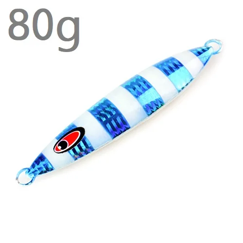 80g-002 3D eyes 1 шт. 80 г-250 г Лазерная задняя светящаяся металлическая приманка-джиг, ложка, нож с блестками, искусственная жесткая приманка для морской рыбалки - Цвет: 80g-002