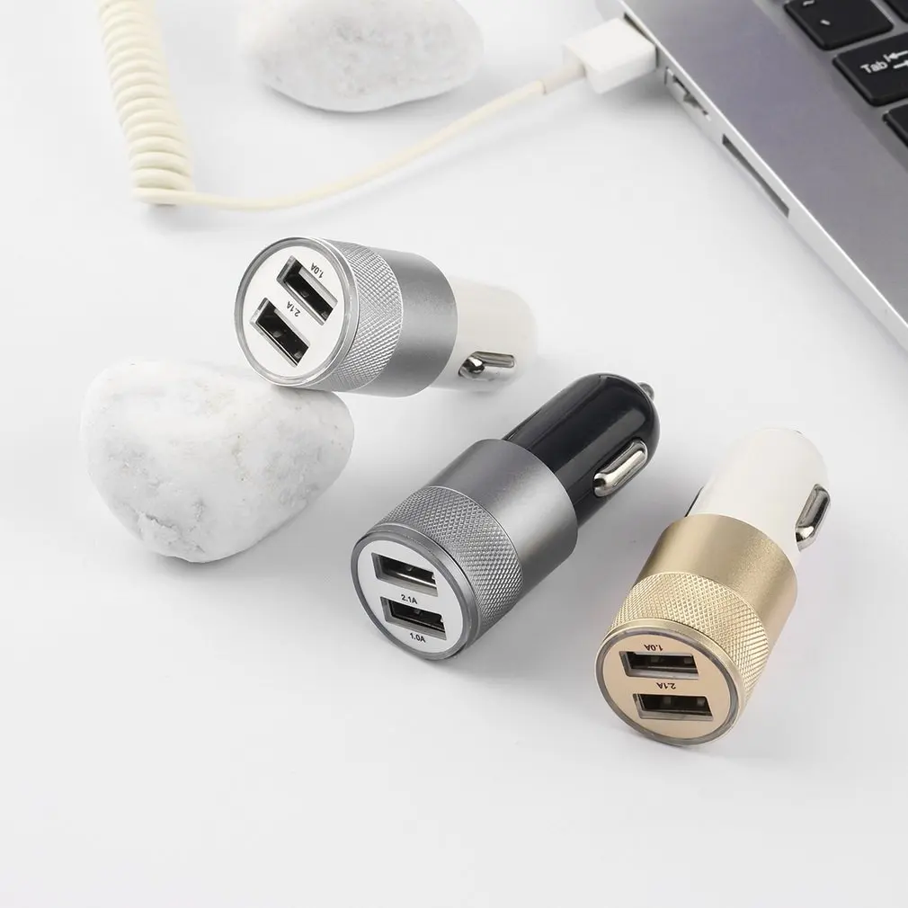 DC12 24V 2.1A 1.0A алюминиевый двойной usb порт USB универсальный автомобильный адаптер