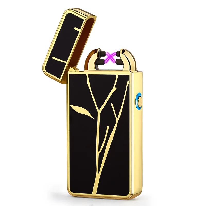 10pcs/lot business models USB electronic pulse double fire lighter metal windproof personalized Valentine's day gift | Дом и сад