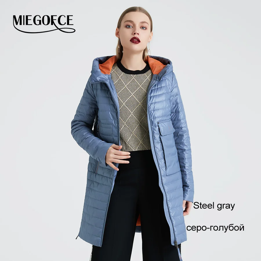 611 Steel Gray MIEGOFCE Весна и осень женская куртка c капюшоном женская модная ветрозащитное пальто куртка с большими карманами горячая - Цвет: 611 Steel Gray