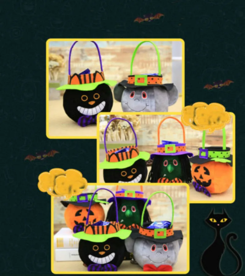 На Хэллоуин с надписью Trick Or Treat Портативная сумка для конфет тоут корзина тыквы