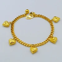 fascinating and trendy women ladies wedding party jewelry accessories 24k gold gp heart shape link chain bracelet for women