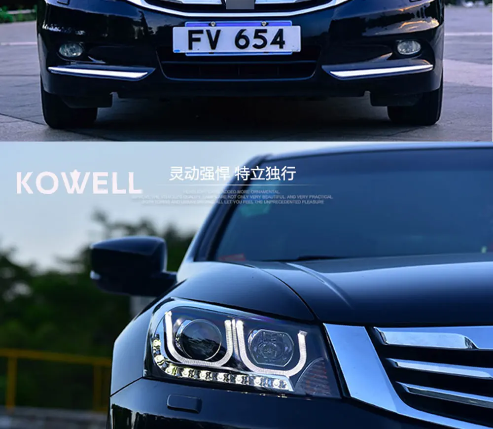 KOWELL стайлинга автомобилей налобный фонарь для Honda Accord 2008-2013 светодиодный фары DRL H7/D2H спрятал bi Xenon объектива