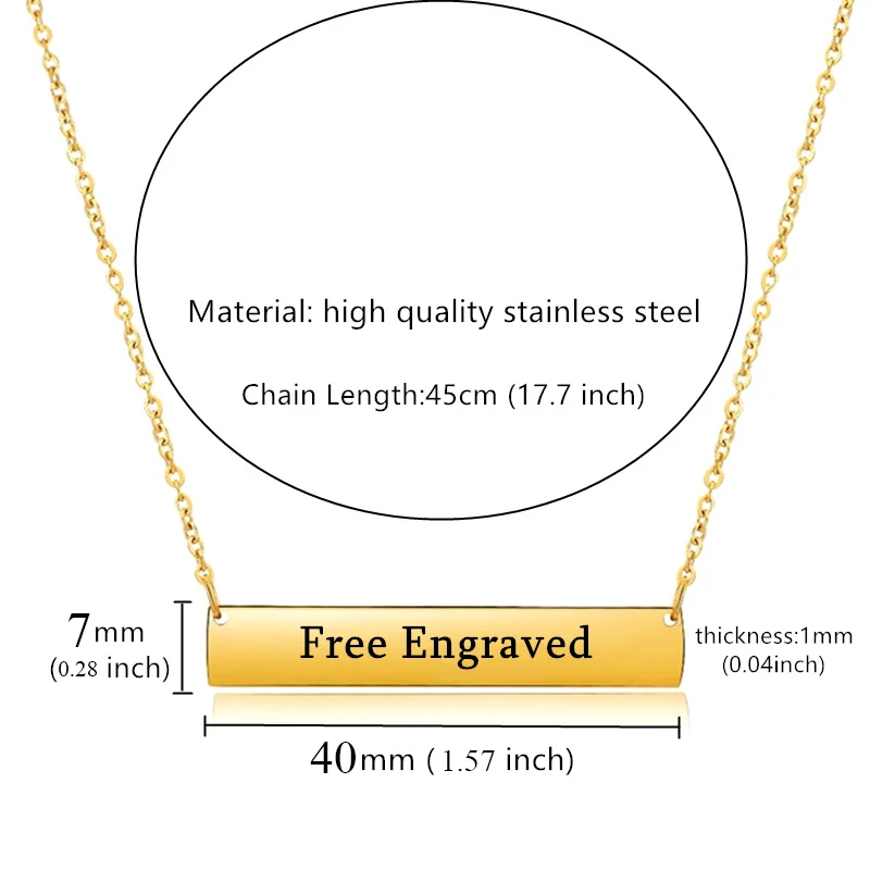 Ожерелье Bar с надписью выгравированное слово из нержавеющей стали ожерелье