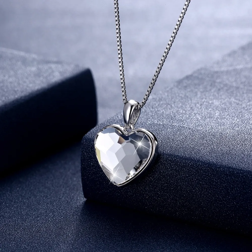 LEKANI Original Crystals From Swarovski Heart Pendant Necklace For Women Chic S925 Silver Collares Lovers Valentine's Day Gift |
