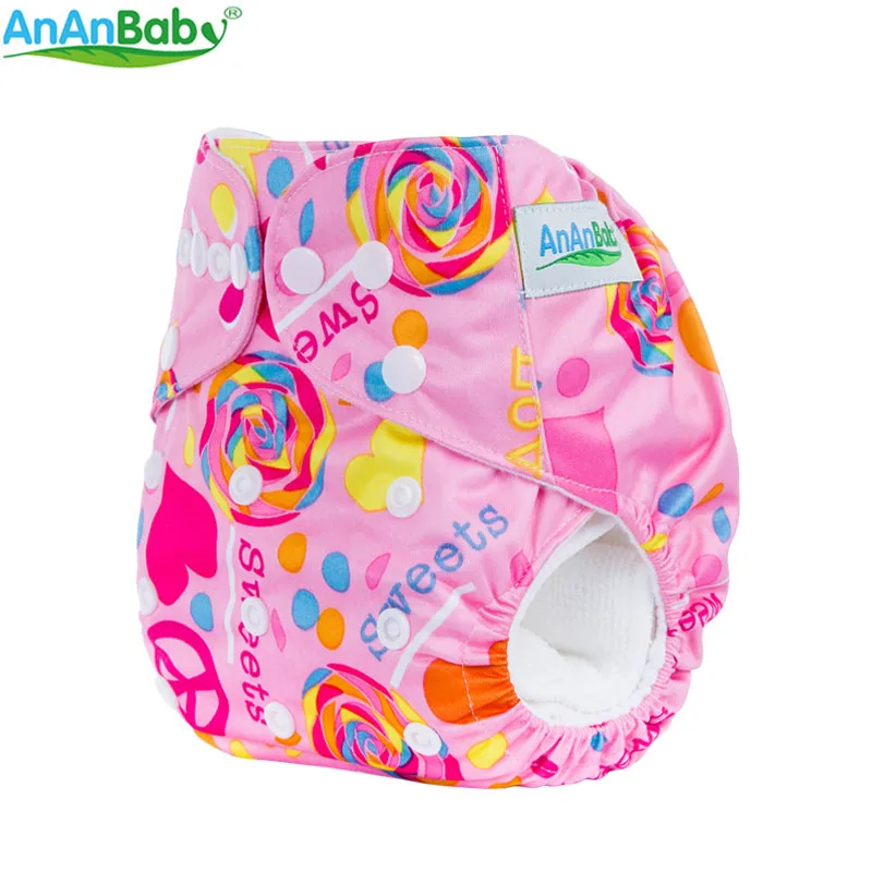Ananbaby новая машина печатает экологически чистые Карманные детские тканевые подгузники с 1 шт. микрофибры вставки