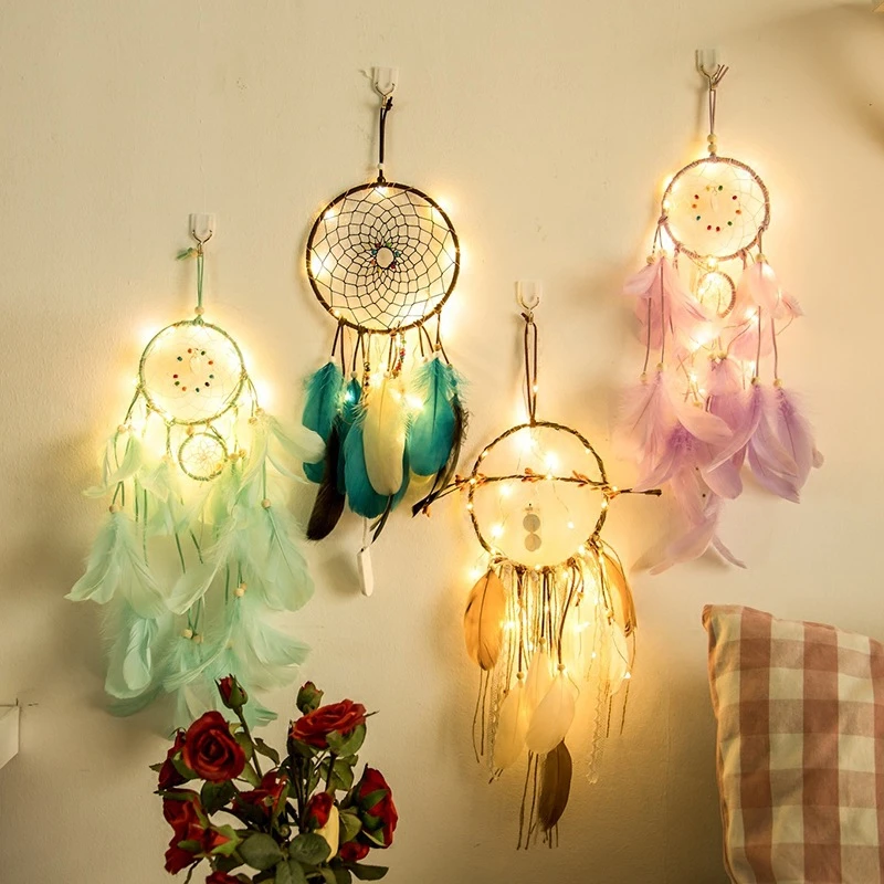 Индейский Ловец снов светодиодный ночник цвета гирлянда на батарейках сказочные